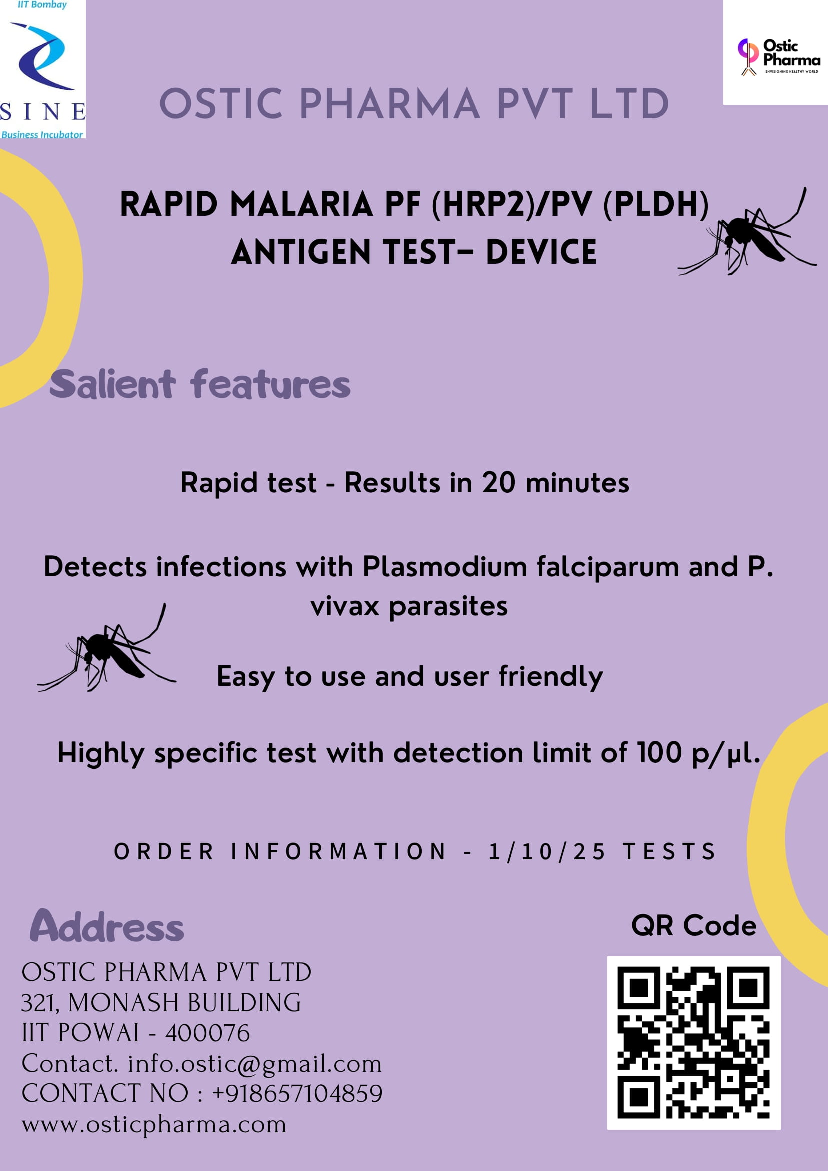RAPID MALARIA Pf (HRP2) Pv (pLDH) ANTIGEN TEST DEVICE