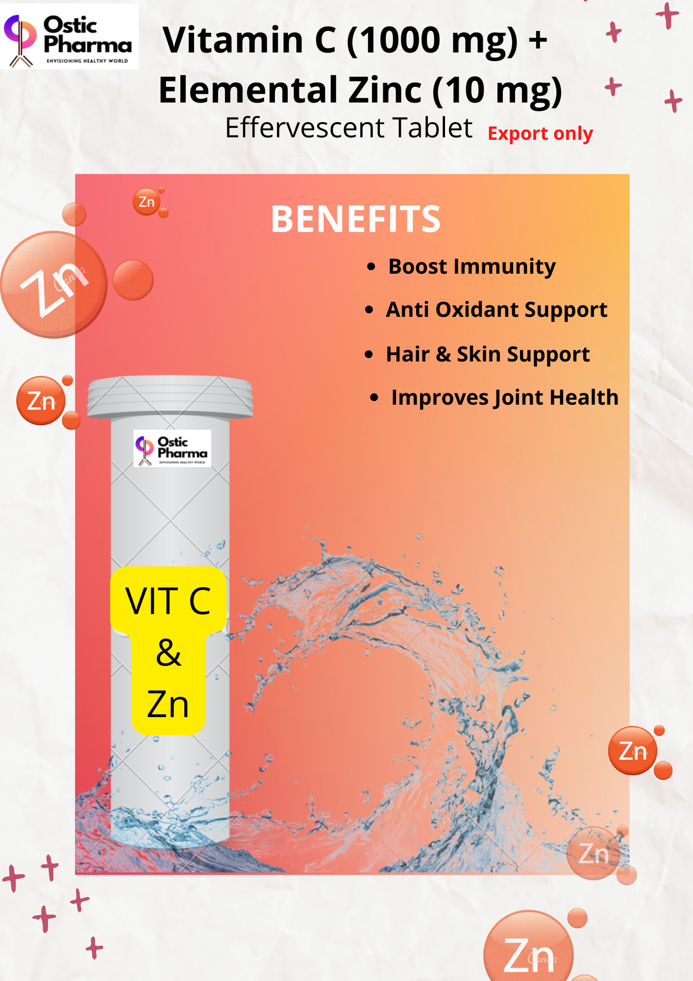 Vitamin C +Zinc Effervescent Tablet for Export